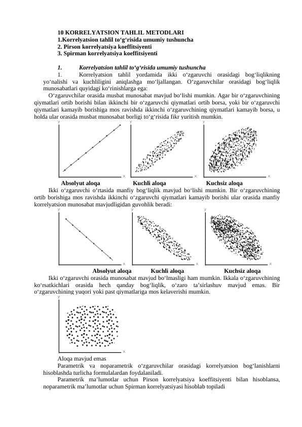 KORRELYATSION TAHLIL METODLARI