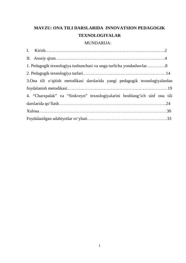 ONA TILI DARSLARIDA  INNOVATSION PEDAGOGIK TEXNOLOGIYALAR