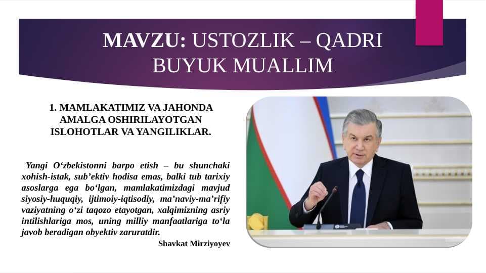 USTOZLIK – QADRI BUYUK MUALLIM