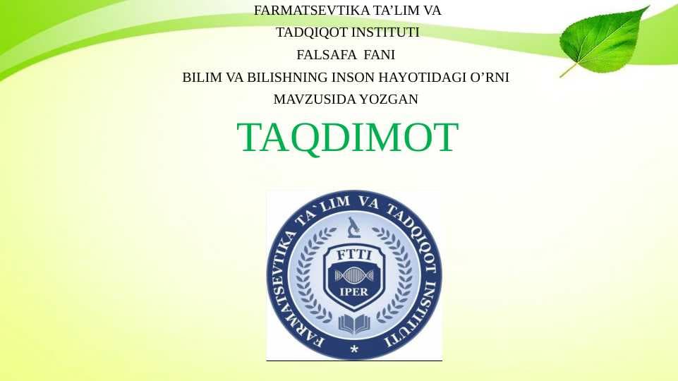 Bilim va bilishning inson hayotidagi o’rni