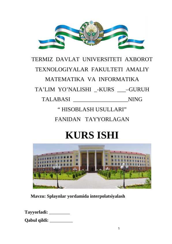 Splaynlar yordamida interpolatsiyalash