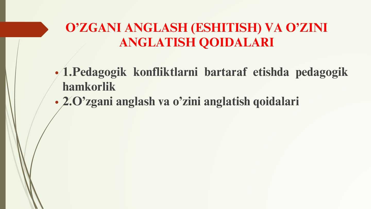 O‘zgani anglash va o‘zini anglatish qoidalari
