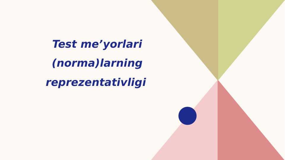 Test me’yorlari (norma)larning reprezentativligi