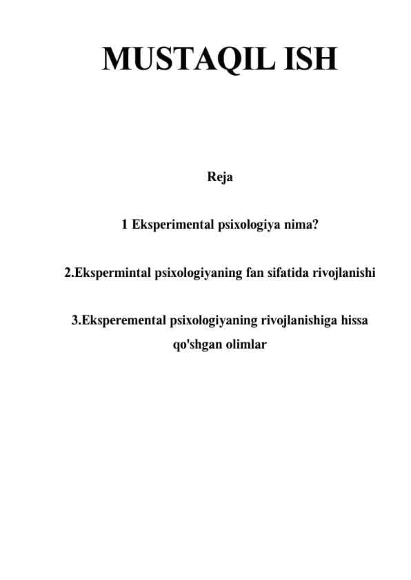 Eksperemental psixologiya