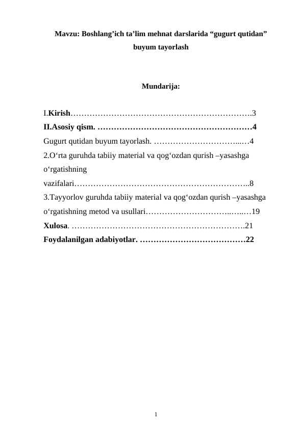 Boshlang’ich ta’lim mehnat darslarida “gugurt qutidan” buyum tayorlash