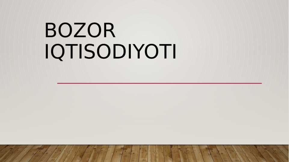 Bozor iqtisodiyoti