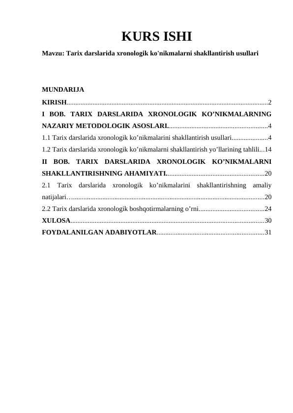 Tarix darslarida xronologik ko'nikmalarni shakllantirish usullari