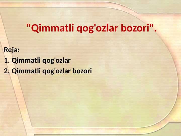Qimmatli qogʻozlar bozori
