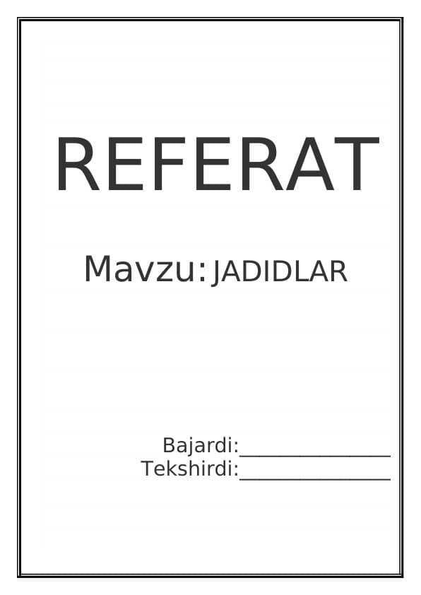 JADIDLAR haqida