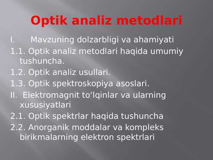 Optik analiz metodlari