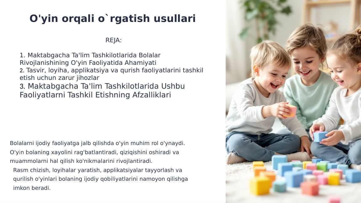 O'yin orqali o`rgatish usullari