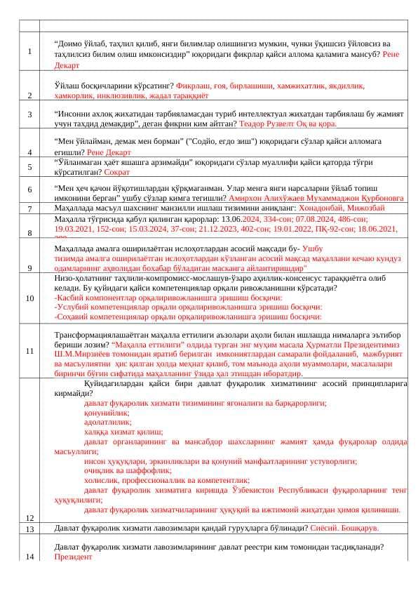 Davlat boshqaruvi testi 1