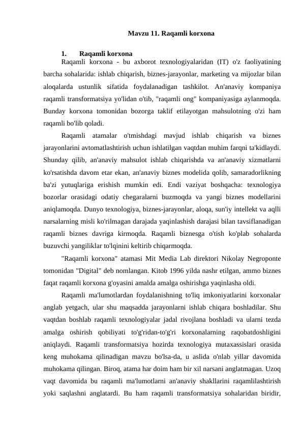 Raqamli korxona