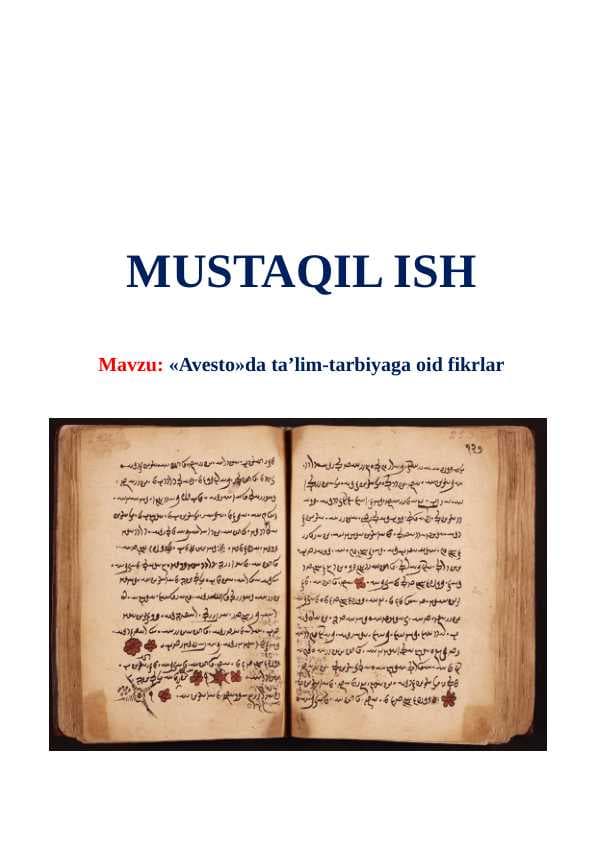 “Avesto”da ta’lim-tarbiyaga oid fikrlar