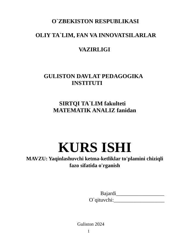Yaqinlashuvchi ketma-ketliklar to'plamini chiziqli fazo sifatida o'rganish