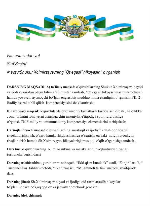 Shukur Xolmirzayev "Ot egasi" hikoyasi