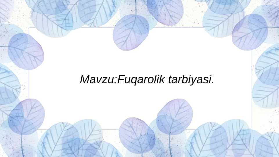 Fuqarolik tarbiyasi