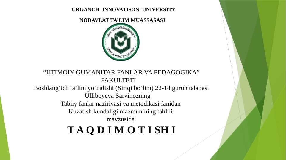 Kuzatish kundaligi mazmunining tahlili