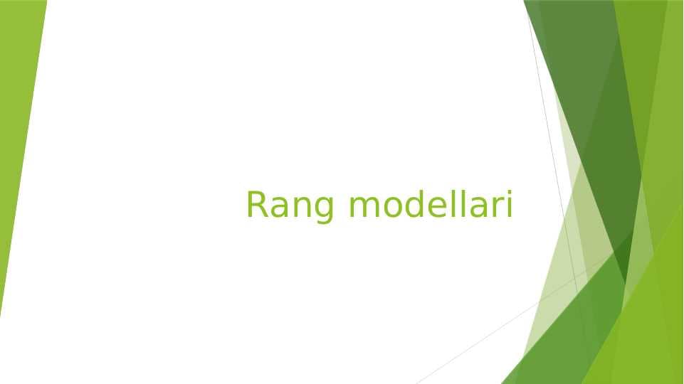 Rang modellari