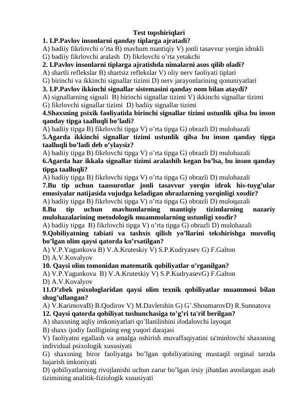 Qobilyat test