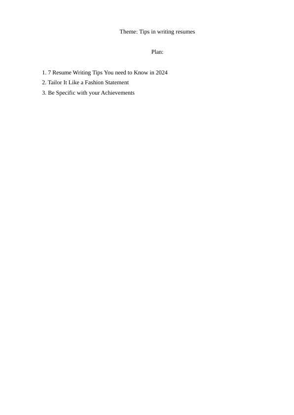 Tips in writing resumes