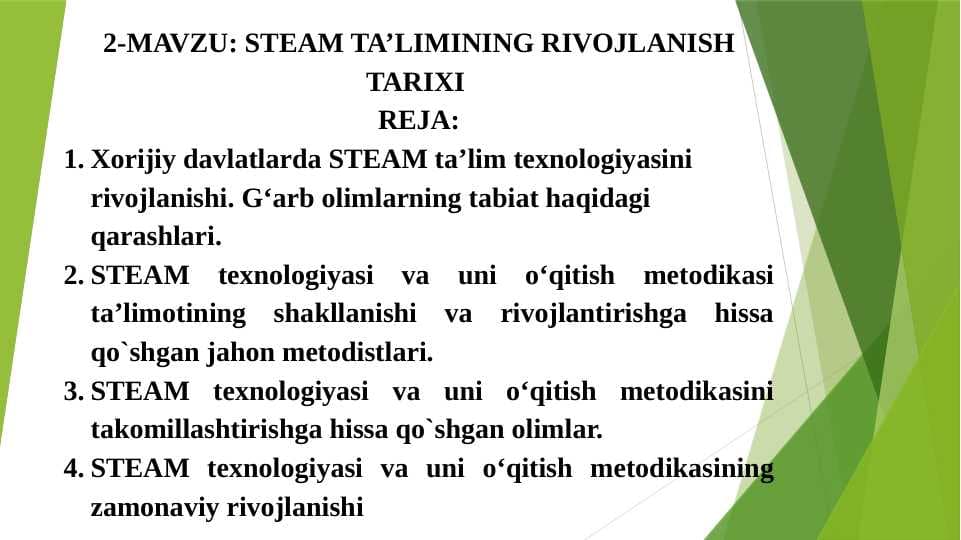 STEAM TA’LIMINING RIVOJLANISH TARIXI