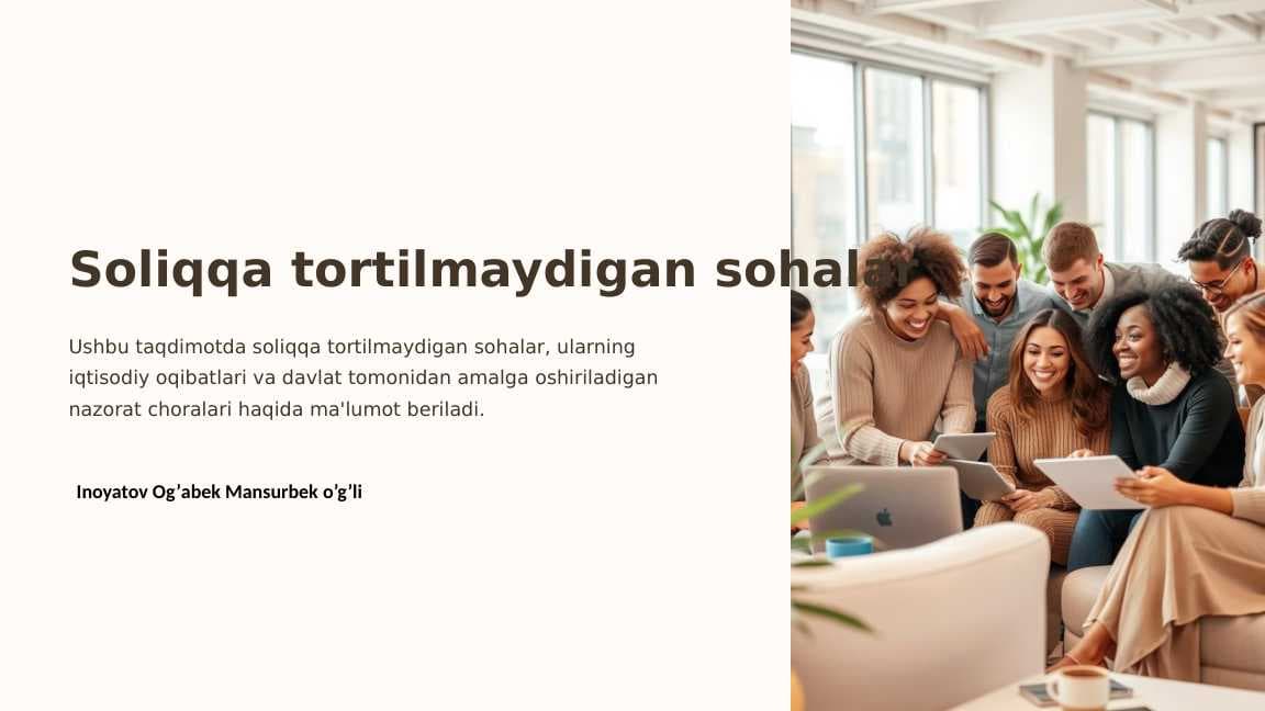 Soliqqa tortilmaydigan sohalar