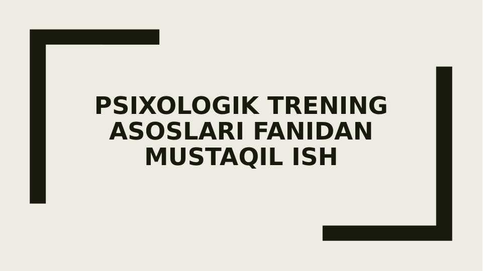 Psixologik trening asoslari