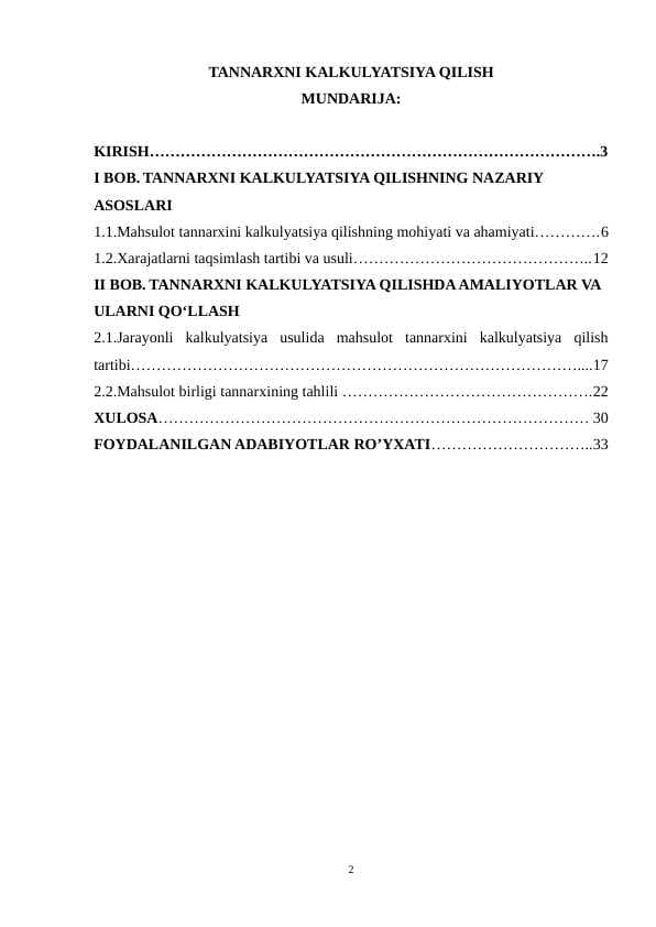 TANNARXNI KALKULYATSIYA QILISH