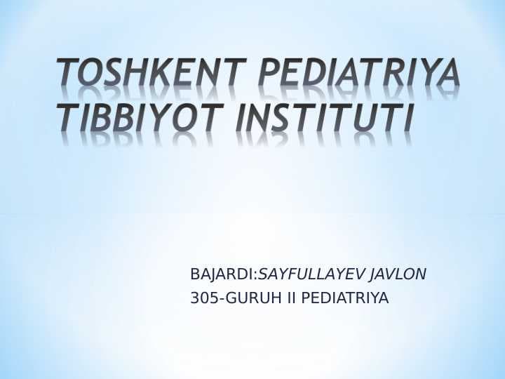 MARKAZIY ASAB TIZIMI PATOFIZIOLOGIYASI