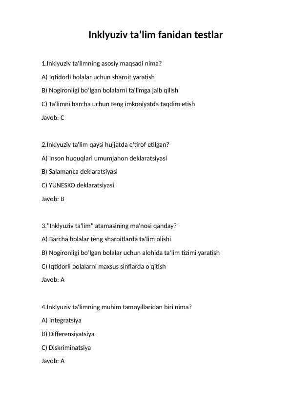 Inklyuziv ta'lim test
