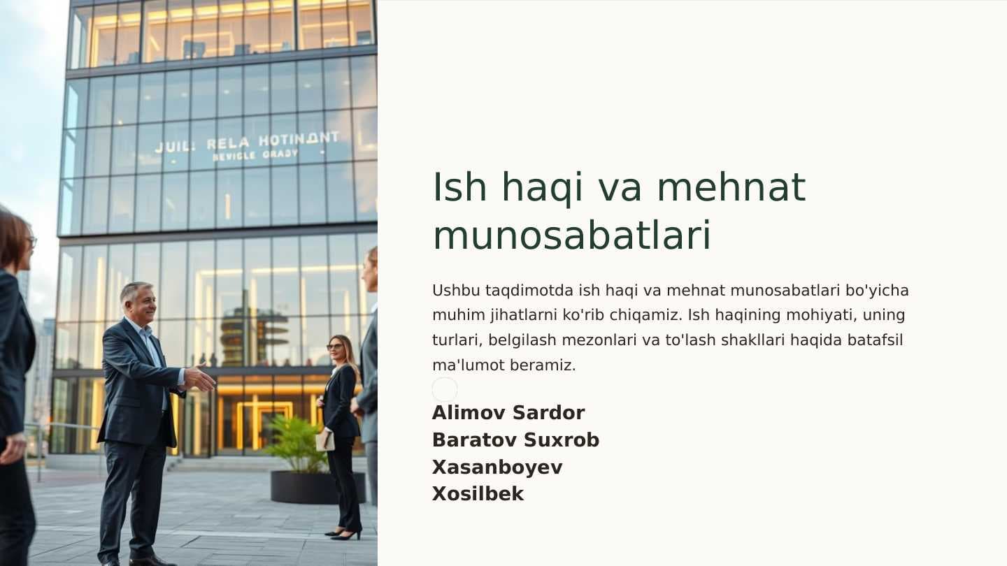 Ish haqi va mehnat munosabatlari