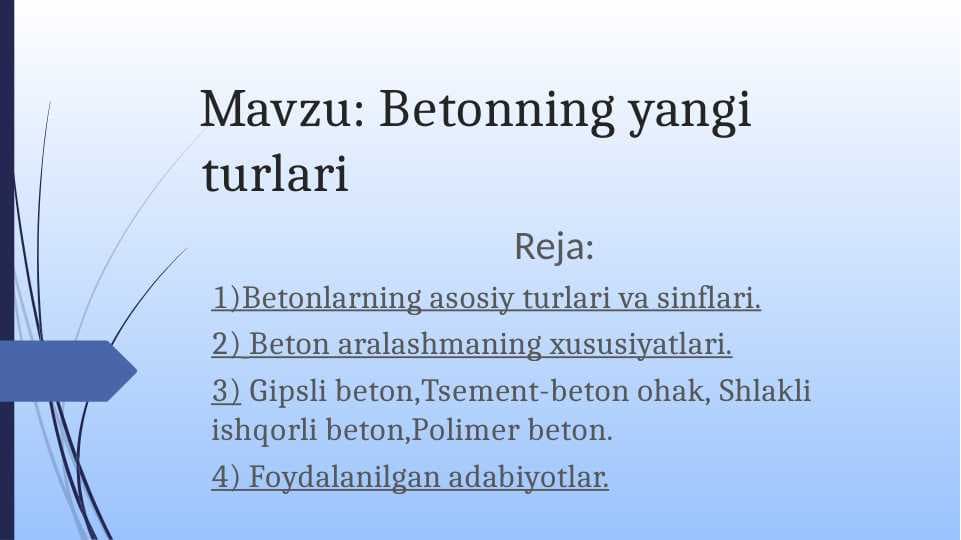 Betonning yangi turlari