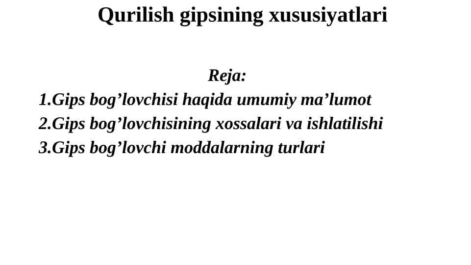 Qurilish gipsining xususiyatlari
