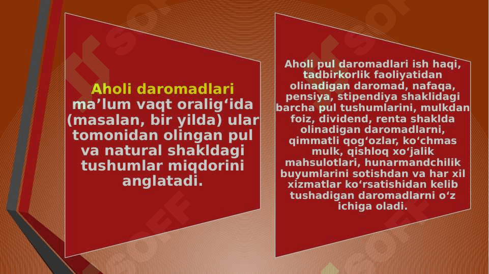 Aholi daromadlari va turmush farovonligi