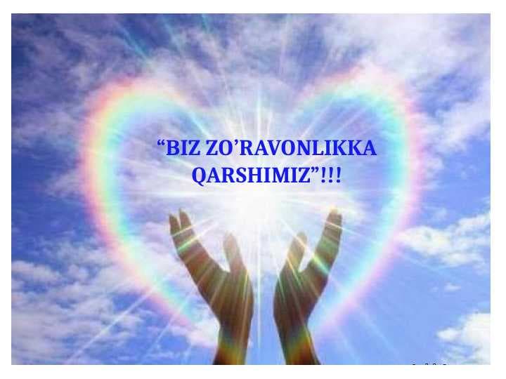 “BIZ ZO’RAVONLIKKA    QARSHIMIZ”!!!