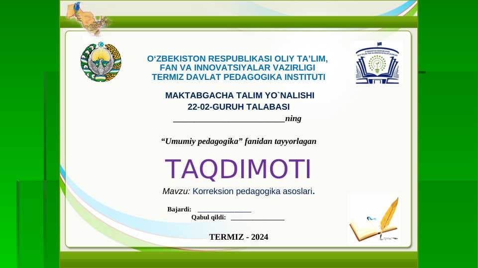 Korreksion pedagogika asoslari