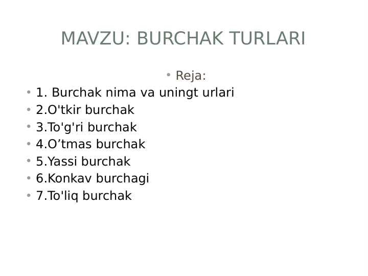 Burchak turlari