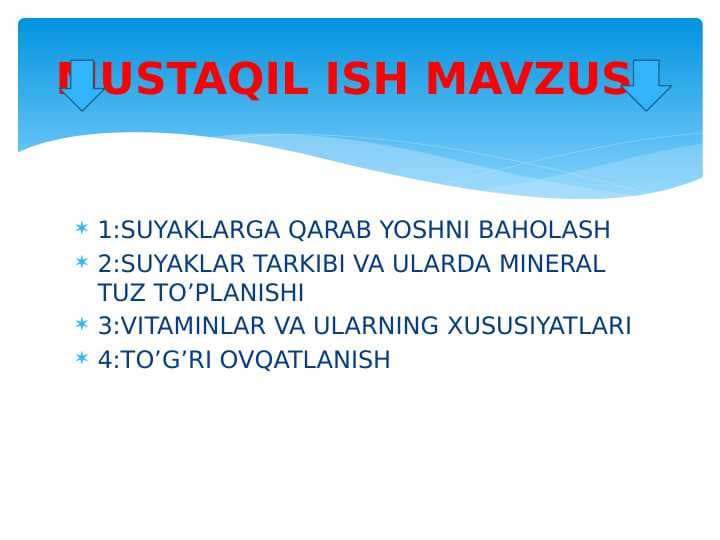 SUYAKLARGA QARAB YOSHNI BAHOLASH