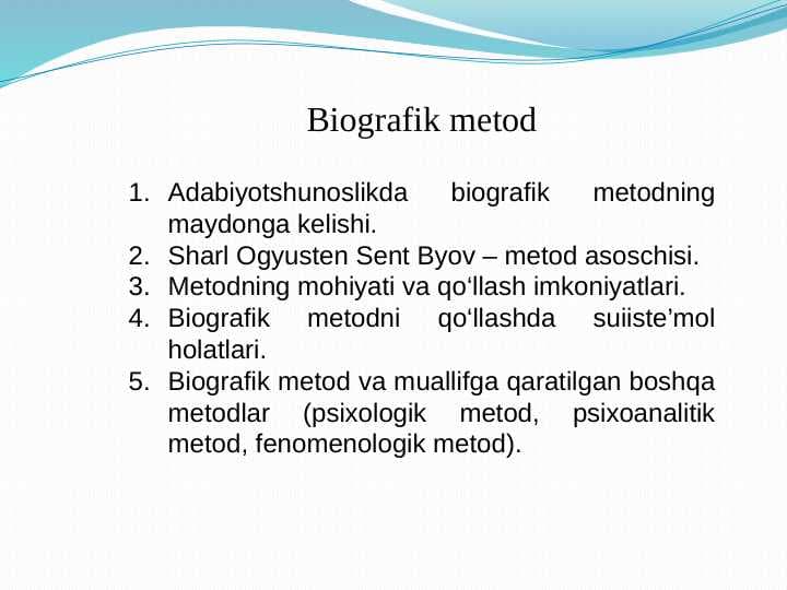 Adabiyotshunoslikda biografik metodning maydonga kelishi