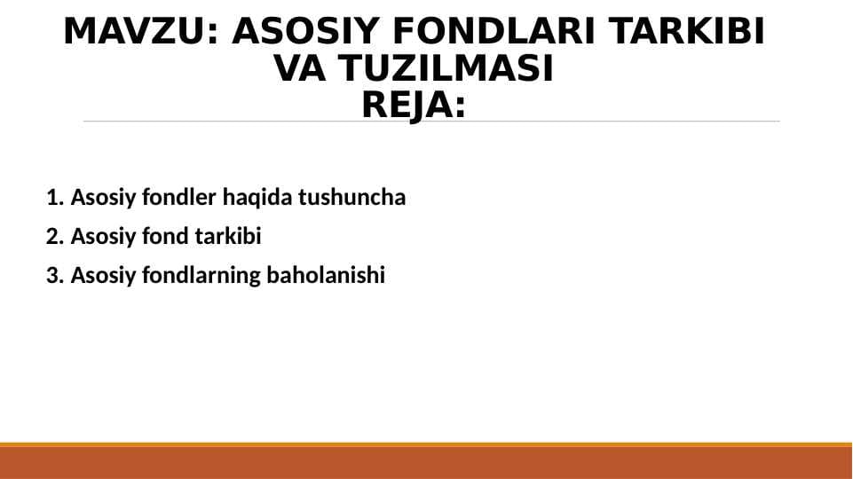 ASOSIY FONDLARI TARKIBI VA TUZILMASI