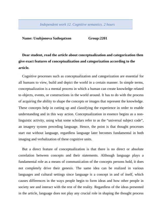 cognitive semantics independent work 12 / kognitiv semantika mustaqil ish 12