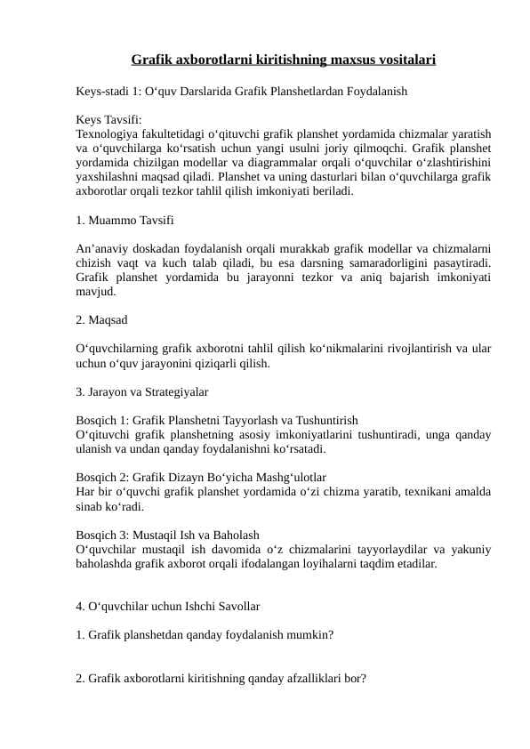 Grafik axborotlarni kiritishning maxsus vositalari