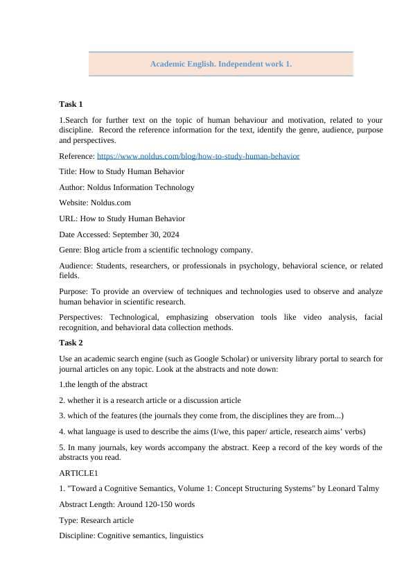 academic english independent work 1 / akademik chet tili mustaqil ish 1