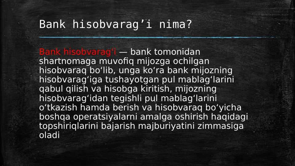 Bank hisobvaraqlari