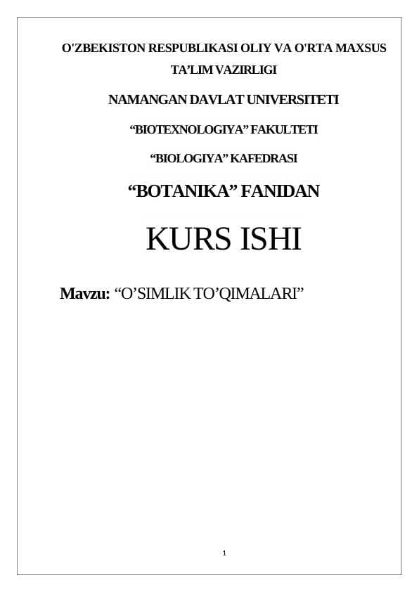 O’SIMLIK TO’QIMALARI
