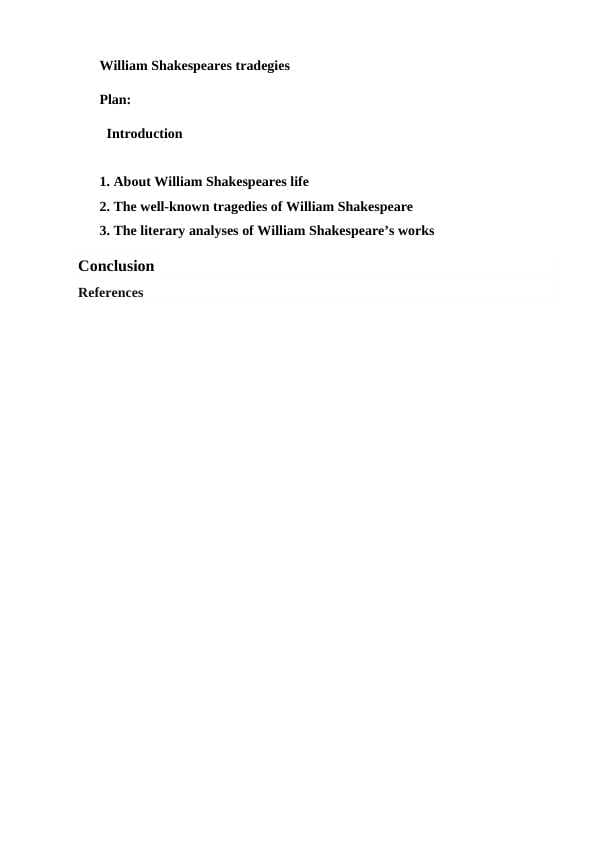 William Shakespeares tradegies