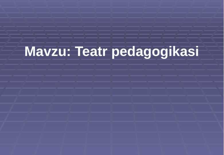 Teatr pedagogikasi