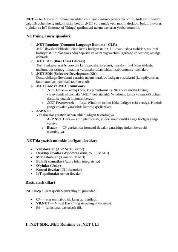 C# beginner umumiy qo'llanma