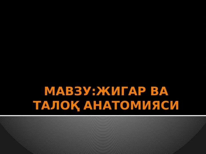 Jigar va taloq anatomiyasi | ЖИГАР ВА ТАЛОҚ АНАТОМИЯСИ